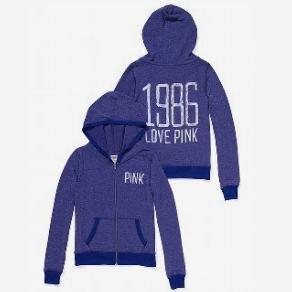 Victoria’s Secret PINK Hoodie 1986 In Blue M EUC